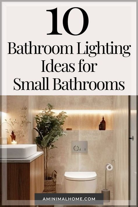 Discover lighting ideas that instantly open up your small bathroom! This guide offers tips for choosing fixtures, vanity lighting, and sconces that make your space feel larger. Ideal for apartments and smaller bathrooms, explore how well-placed lights over the mirror and on the ceiling can create an airy, stylish look without clutter, maximizing light and function. Ensuite Bathroom Lighting, Mood Lighting For Bathroom, Lights For Small Bathroom, Bathroom Hanging Lamp, How To Brighten A Bathroom, Half Bath Lighting Ideas, Hanging Light For Bathroom, Small Bathroom Ceiling Light, Bathroom Cabinet Lighting