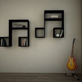 LaSiDo Bookcase - Wall Shelf Black - Decortie- http://houzz.com Music Bedroom, Metal Bookshelf, Cool Bookshelves, Shelves Ideas, Music Room Decor, Music Studio Room, Bookcase Wall, Diy Casa, Wood Bookcase