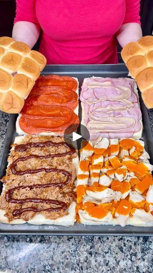 How did I not know this sandwich trick? 😲 (Game Day Sliders) | How did I not know this sandwich trick? 😲 (Game Day Sliders) (Produced by Network Media and Kyle & Mistie) | By Life with Coco | Facebook Pulled Chicken Recipes Easy, Cold Sliders For A Crowd, Cold Sliders, Game Day Sliders, How To Make Sliders, Recipes Sliders, Sliders For A Crowd, Sandwiches For A Crowd, Easy Sliders