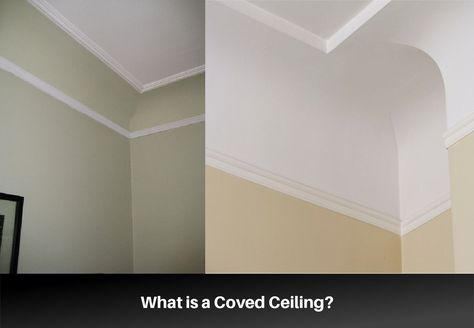 A coved ceiling is a smooth curved finish where walls and ceilings join–instead of normal 90 degree angles. The Oxford Dictionary even defines cove as “a concave arch or arched molding, especially one formed at the junction of a wall with a ceiling.” Curved ceilings give rooms a soft smooth peaceful look. Coved ceilings are... The post What is a Coved Ceiling? appeared first on Homedit. Plaster Cove Ceiling, Curved Plaster Ceiling, Curved Ceiling Bedroom, Curved Ceiling Design, Arched Molding, Angled Tray Ceiling, Cove Ceiling Ideas, Ceiling Molding Ideas, Tray Ceiling Ideas