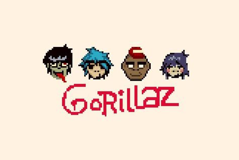 *not mine* Gorillaz Cross Stitch, Gorillaz Fan Art, Gorillaz Art, Perler Patterns, Gorillaz, Phone Themes, 8 Bit, Wallpaper Pc, Album Art