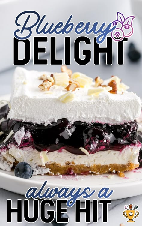 Blueberry Delight | Dessert | The Best Blog Recipes No Bake Cheesecake Filling Recipe, Blueberry Delight Dessert, Blueberry Delight Recipe, Blueberry Cheesecake Recipes, Blueberry Pie Filling Recipes, Blueberry Dessert Recipes, Baked Chocolate Pudding, Blueberry Yum Yum, Delight Recipes