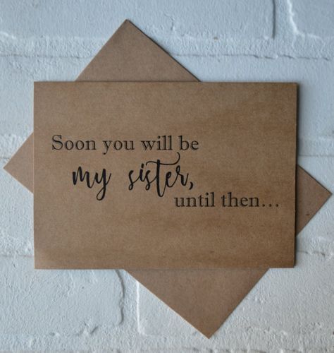 SOON you will be my SISTER BRIDESMAID card by invitesbythisandthat Bridal Party Invitations, Junior Groomsmen, Sister Bridesmaid, Envelope Printing, Asking Bridesmaids, Bridesmaid Card, Be My Bridesmaid Cards, Bridesmaid Proposal Cards, Groomsmen Proposal