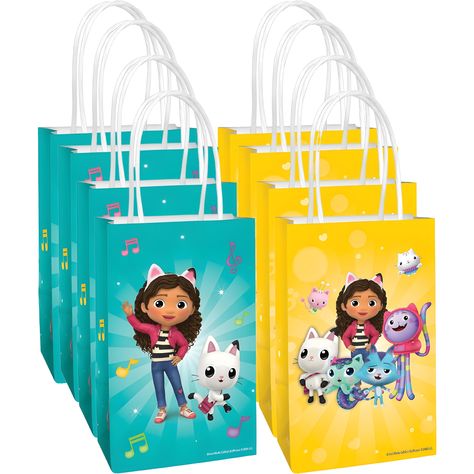 PRICES MAY VARY. VERSATILE CELEBRATIONS:With a colorful blue and yellow design, these bags are perfect for kids birthdays, baby showers, or any Gabby's dollhouse-themed party PACK OF 8: Each pack contains 8 beautifully designed favor bags, ensuring you have enough to accommodate all your little guests QUALITY PAPER: Made from durable paper, these favor bags are lightweight yet sturdy enough to hold a variety of fun surprises CONVENIENT HANDLES: Designed with practical handles, these party favor Gabbys Dollhouse Birthday Party, Gabby's Dollhouse Party, Gabby Dollhouse, Bags For Kids, Party Goodies, Yellow Design, Party Pack, Party Favor Bags, Party Bag