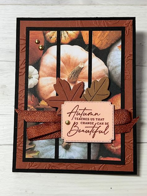 Fall Cards Handmade, Thanksgiving Cards Handmade, Designer Paper Cards, Fall Greeting Cards, Tool Tips, Carte Halloween, Autumn Paper, Pumpkin Cards, Leaf Cards