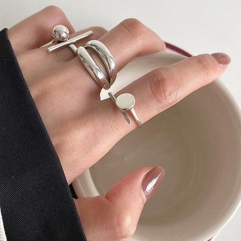 Stackable Rings Silver, Geometric Nail, Dope Jewelry, Geometric Ring, Vintage Style Jewellery, Classy Jewelry, Ring Pendant Necklace, Classic Ring, Color Ring