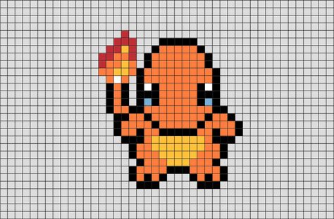 Pokemon Charmander Pixel Art from BrikBook.com #Pokemon #Charmander #FireType #pixel #pixelart #8bit Shop more designs at http://www.brikbook.com Charmander Perler, Charmander Embroidery, Nintendo Pixel Art, Charmander Art, Grille Pixel Art, Pixel Pokemon, Pixel Art Minecraft, Image Pixel Art, Hama Art