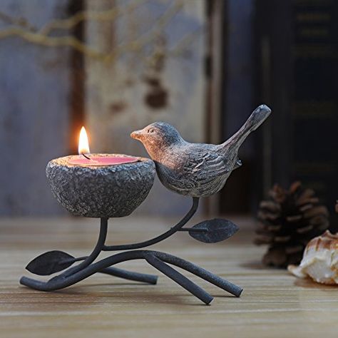 Marbrasse TeaLight Candle Holders Vintage Home Decor Centerpiece Resin Bird Rustic Iron Branches Votive Candle Stands * More info could be found at the image url. (This is an affiliate link) #HomeDecorWallPediments Votive Candle Stand, Bird Candle Holder, Design Japonais, Candle Stands, Pretty Candle, Decor Shabby Chic, Glass Planter, Candle Holder Decor, Vintage Candle Holders