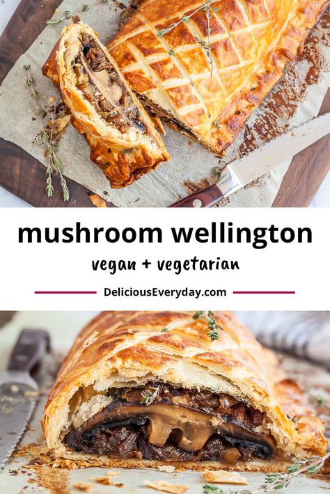 Wellington Vegetarian, Mushroom Pastry, Mushroom Wellington Vegan, Vegan Mushroom Wellington, Vegan Groceries, Vegetarian Wellington, Vegan Wellington, Mushroom Farming, Mushroom Wellington