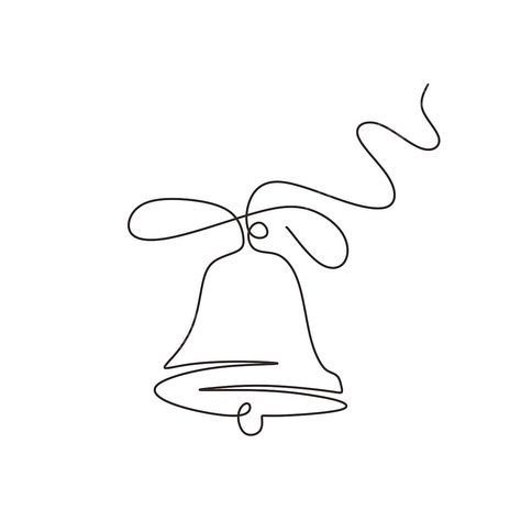 One Line Christmas Drawing, Christmas Line Drawings, Christmas Bells Drawing, Drawing Of Christmas, Bell Sketch, Bell Drawing, Bell Tattoo, Rat Drawing, Belle Tattoo