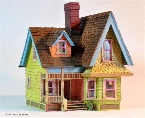 This exact replica of Ellie and Carl's house from <i>Up!</i> Disney Up House, Popsicle House, Popsicle Stick Crafts For Adults, Popsicle Stick Houses, Pixar Animation, Popsicle Crafts, House Clipart, Disney Pixar Up, Disney Up