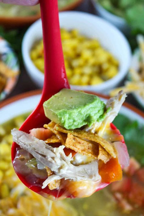 Chuy's Tortilla Soup Recipe, Avocado Chunks, Homemade Chicken Broth, Tortilla Strips, Chicken Tortillas Soups Recipe, Tortilla Soup Recipe, Chicken Tortilla Soup, Tortilla Soup, Hot Soup