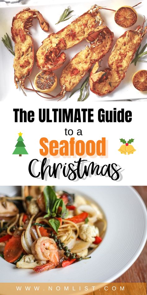 Looking to have the best seafood Christmas feast this year? Check out the Ultimate Guide to a Seafood Christmas. #seafood #christmas #christmasdinner #food #seafooddinner Seafood Christmas Lunch, Christmas Seafood Dinner Ideas, Seafood Recipes For Christmas Dinner, Christmas Eve Seafood Dinner Ideas, Seafood Feast At Home, Christmas Seafood Recipes, Christmas Seafood Dinner Menu Ideas, Seafood Christmas Dinner Ideas, Christmas Dinner Tables