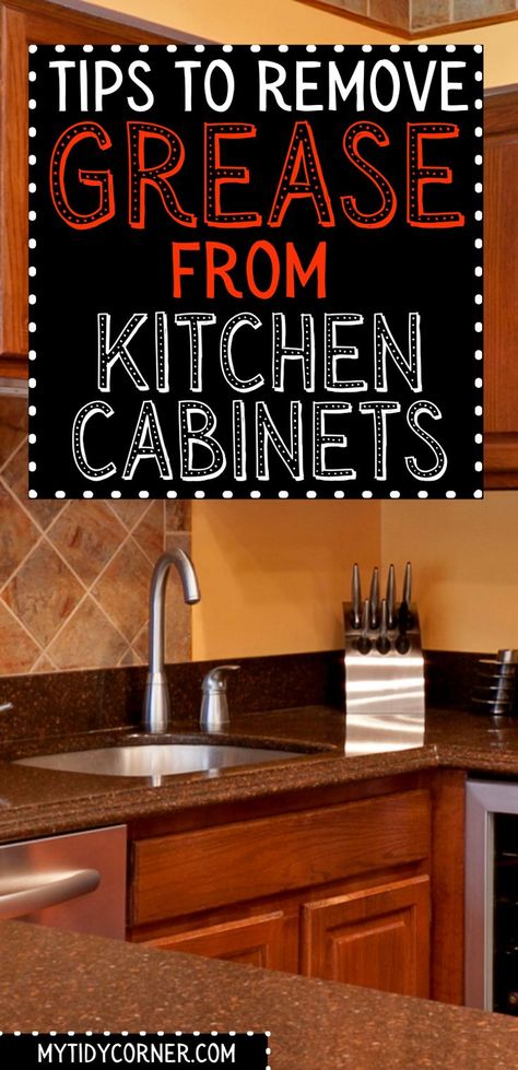 Greasy Kitchen Cabinets Cleaning, Greasy Cabinets How To Clean, Wood Cabinet Cleaner Degreaser, Kitchen Cabinets Cleaning Tips, Kitchen Cabinet Degreaser, Grease Cleaner Kitchen, Diy Degreaser Kitchen, Degreasing Kitchen Cabinets, Best Degreaser For Kitchen Cabinets