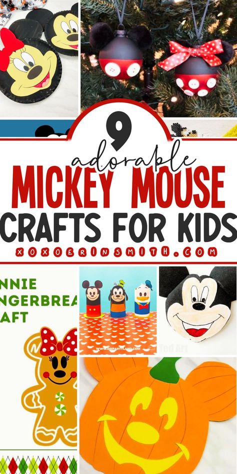 Mickey Mouse Crafts For Kids, Minnie Mouse Crafts, Mouse Crafts For Kids, Diy Ideas For Kids, Mickey Mouse Template, Mickey Craft, Mouse Craft, Craft Diy Ideas, Mickey Mouse Christmas Ornament