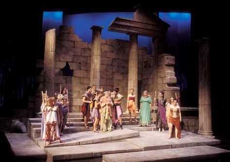 The greek columns are often used in Greek Theatre, and are used for authenticity of the time period. Greek Set Design, Greek Plays, Ancient Greek Theatre, August Strindberg, Greek Theatre, Theatre Inspiration, Greek Columns, Theatre Scene, Set Design Theatre