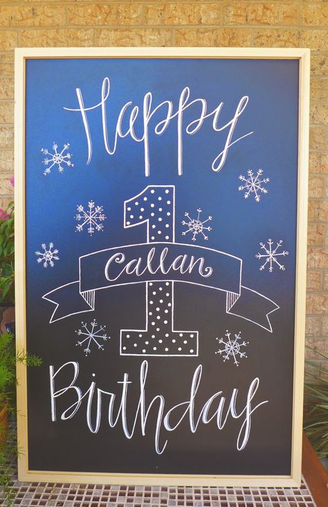 I had another opportunity to design and create a hand lettered "chalkboard" sign for a baby girl's first birthday! This may be my favorite o... Happy Birthday Chalkboard, Birthday Chalkboard Art, Chalkboard Wall Art, Chalkboard Doodles, Chalkboard Writing, Chalkboard Decor, Chalk Sign, Chalkboard Print, First Birthday Chalkboard