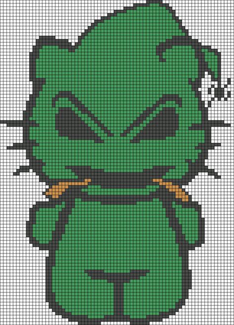 Oogie Boogie Alpha Pattern, Oogie Boogie Pixel Art, Nightmare Before Christmas Alpha Pattern, Cross Stitch Charts Free, Hello Kitty Cross Stitch, Hello Kitty Perler Beads, Kitty Cross Stitch, Nightmare Before Christmas Oogie Boogie, Piskel Art