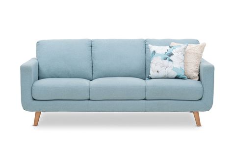 phoebe 3 seater Sky Blue Sofa, Blue Sofa Set, Blue Furniture, Three Seat Sofa, Lounge Design, Blue Sofa, Coastal Blue, Sit Back And Relax, Sit Back