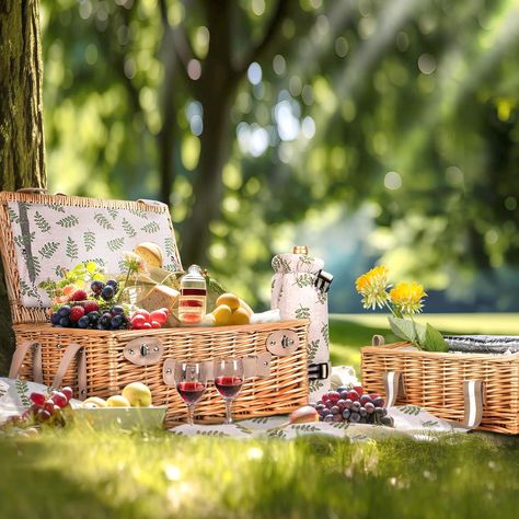 Picnic Basket Set, Wicker Picnic Basket, Large Basket, Picnic Set, Basket Set, Charcuterie Boards, Gifts For Adults, White Elephant Gifts, Outdoor Cooking