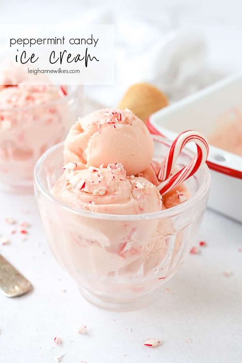 This Peppermint Ice Cream may be one of the creamiest ice creams you will ever make. It is peppermint perfection and so pretty too! Ninja Creami Candy Cane Ice Cream, Candy Cane Ice Cream Recipe, Christmas Ice Cream Recipes, Peppermint Ice Cream Recipe, Candy Cane Ice Cream, Peppermint Stick Ice Cream, Ice Cream From Scratch, Peppermint Treats, Holiday Flavors