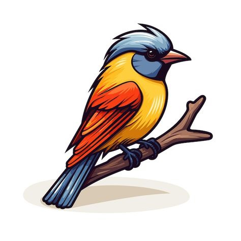 Un Dessin D'un Oiseau Sur Une Branche | Premium Vector #Freepik #vector #plumage #oiseaux #illustration-oiseaux #petit-oiseau Premium Vector