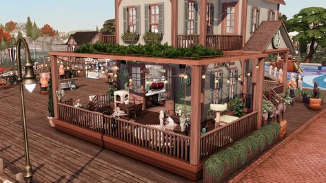 Cat Cafe Bloxburg, Sims 4 Cat Cafe, Sims 4 Cafe Cc Patreon, Sims 4 Cafe Build, Sims Cafe, Sims 4 Cafe, Sims 4 Rooms, Sims Lots, Sims 4 Cottage