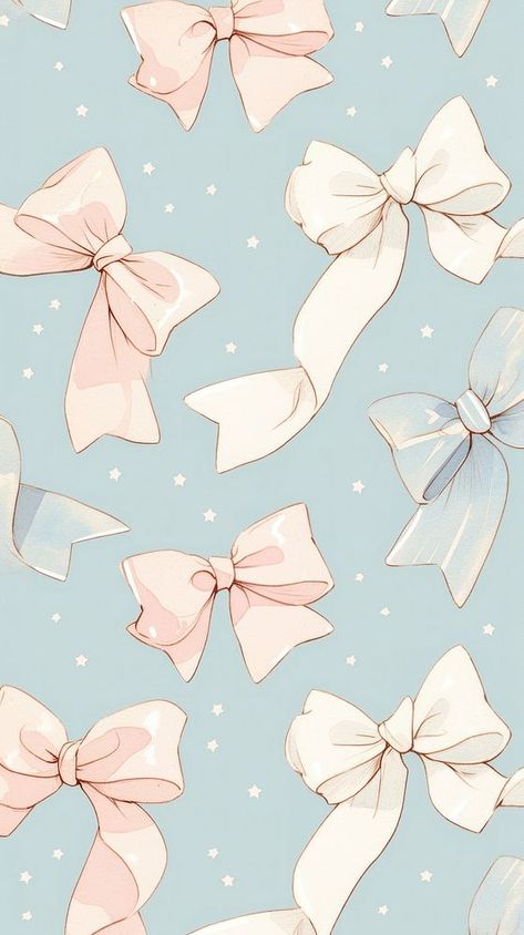 Bow Pattern Wallpaper, Bow Tie Wallpaper, Blue Bow Wallpaper, Cute Core Wallpaper, Soft Blue Wallpaper, Bow Background, Real Wallpaper, Ribbon Aesthetic, Bow Wallpaper Iphone