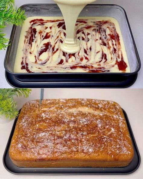 Strawberry Jam Cake Recipe, Vanilla Yogurt Cake, Cake With Strawberry Jam, Strawberry Jam Cake, Lemon Brownies, Cake With Strawberry, Yogurt Cake, Coconut Yogurt, Strawberry Cakes