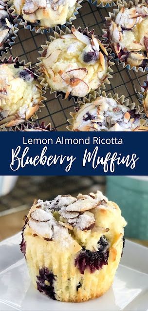 Blueberry Ricotta Muffins, Lemon Ricotta Muffins, Almond Flour Blueberry Muffins, Ricotta Muffins, Almond Ricotta, Ricotta Cheese Recipes, Gluten Free Blueberry Muffins, Rough Puff Pastry, Almond Muffins