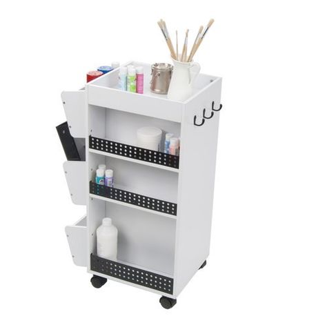 Studio Designs Wood Swivel Organizer Cart in White and Black - Walmart.com - Walmart.com Bathroom Under Sink, Hobby Storage, Mobile Craft, Organization Cart, Salon Suites, Storage Cart, Under Sink, Cabinets Organization, Portable Storage