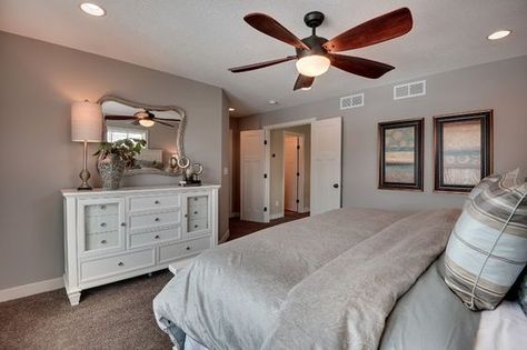 Sherwin Williams Requisite Gray Walls in the Bedroom - Interiors ... Sherwin Williams Requisite Gray, Requisite Gray, Grey Wall Color, Kids Bedroom Remodel, Guest Bedroom Remodel, Gray Painted Walls, Small Bedroom Remodel, Gray Walls, Bedroom Remodel