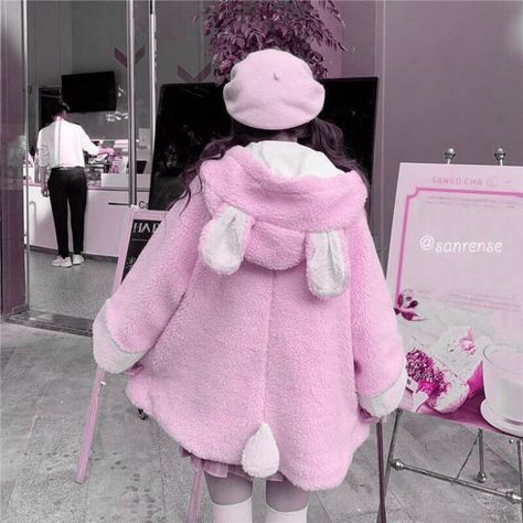 Bear Ear Hoodie, Kawaii Outfit Ideas, Pastel Outfit, Kawaii Fashion Outfits, Bear Ears, Hoodie Coat, Sweet Lolita, Pink Outfits, Kawaii Clothes