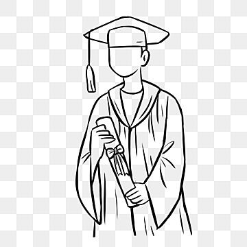 Graduation Line Art, Graduation Sketch, Line Art Male, Male Line Art, Graduation Man, Man Line Art, Student Sketch, College Drawing, Graduation Drawing