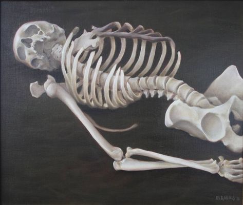 Original realism painting by Marina Radius (Netherlands). This one-of-a-kind oil on canvas painting measures 30.7W x 27.2 H inches. The mortality painting ships in a box directly from the artist's studio and is covered by the 14-day satisfaction guarantee from Saatchi Art, so you can buy with confidence. Skeleton Lying Down Drawing, Art Nouveau Skeleton, Laying Down Skeleton, Skeleton Refrences, Skeleton Laying Down Drawing, Skeleton Laying Down Reference, Skeleton Lying Down, Bone Aethstetic, Skeleton Laying Down