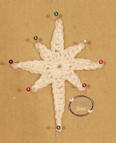 How to Make a Crochet Christmas Star | Free Pattern | Too Much Love Crochet Star Of David Free Pattern, Christmas Star Crochet Pattern Free, Christmas Star Crochet, Crochet Star Free Pattern, Crochet Christmas Appliques, Crochet Christmas Star, Crochet Star Pattern, Star Crochet Pattern, Christmas Star Ornaments