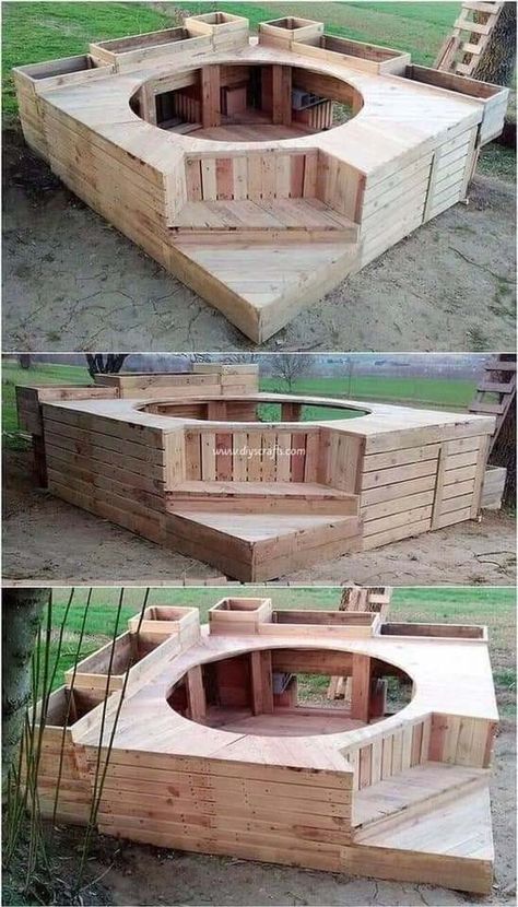 Piscina Pallet, Piscina Diy, Pallet Pool, Above Ground Pool Deck Ideas, Above Ground Pool Deck, Wood Working Ideas, Hot Tub Patio, Pool Deck Ideas, Kleiner Pool Design