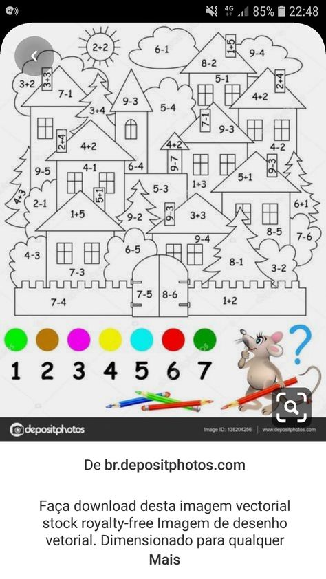 Oppgaver For Barn, Math Coloring Worksheets, 1st Grade Math Worksheets, Math Coloring, Kids Math Worksheets, Kindergarten Math Worksheets, Math Activities Preschool, Color By Numbers, Color By Number