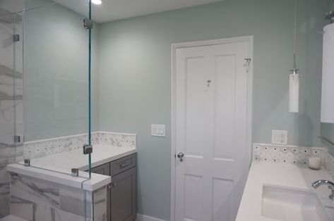 20 Benjamin Moore Quiet Moments Paint Color Ideas - Nikki's Plate Quiet Moments Benjamin Moore Bathroom, Benjamin Moore Tranquility, Pale Blue Paint Colors, Pale Blue Paint, Woodlawn Blue Benjamin Moore, Serene Room, Quiet Moments Benjamin Moore, Benjamin Moore Bathroom, Woodlawn Blue