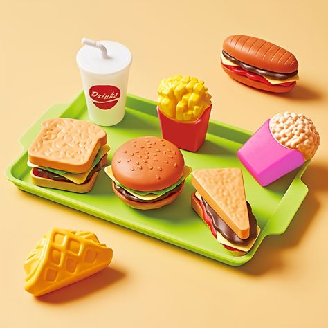 Mini Loafers Simulated Hamburger Lunch Toy Kids Loafers Cm2251-3 - Toys & Games - Temu Realistic Play Food, Vegetable Burger, Hamburger And Fries, Play Food Set, Play Kitchens, Pretend Play Kitchen, Mini Burgers, Toy Food, Food Props