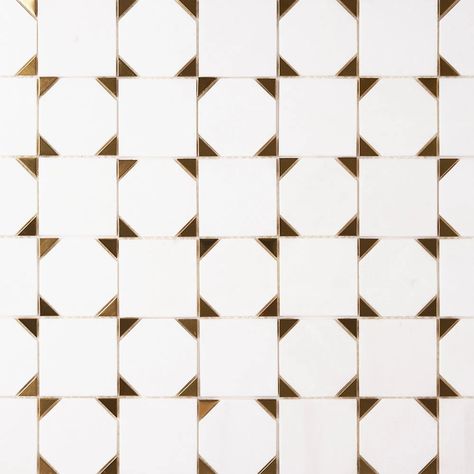 About this collection: Our Glam stone mosaics add function and an element of design to any space. Explore the different colors, shapes and finishes this series has to offer. Pure White Marble, Marble Waterjet, Cleaning Marble, Master Bath Tile, Airy Aesthetic, Inlay Pattern, Bath Tile, Classic Tile, Brown Marble