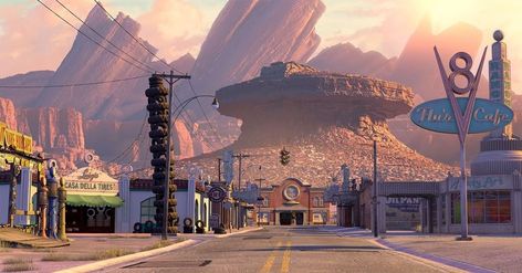 Pixar’s Instagram profile post: “Epic Pixar locations are out there! Which one do you most want to visit virtually? 🤔🗺 #PassportToPixar” Route 66 Wallpaper, Pixar Concept Art, Disney Cars Wallpaper, Disney Cars Movie, Radiator Springs, Car Backgrounds, Car Radiator, Disney Concept Art, Film D'animation