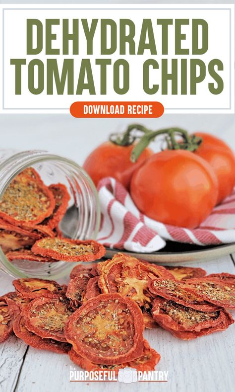 Tomato Preservation, Dehydrate Tomatoes, Purposeful Pantry, Tomato Chips, Dehydrated Tomatoes, Dehydrating Vegetables, Dehydrator Recipes Fruit, Dehydrated Recipes, Dehydrating Recipes