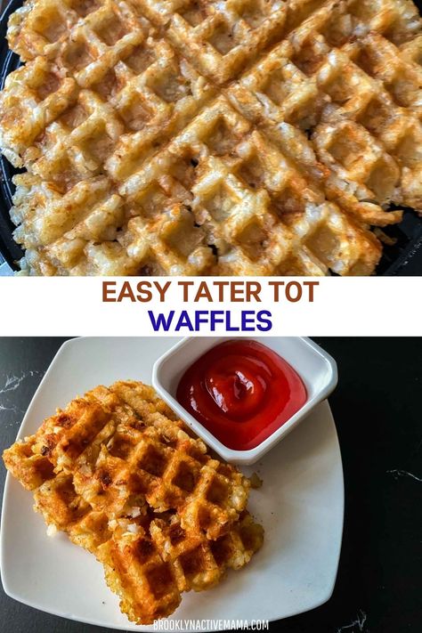 Tater Tot Waffle Iron, Tater Tot Waffles, Tot Waffle, Tater Tot Waffle, Roasted Chicken Salad, Easy Tater Tots, Waffle Iron Recipes, Belgium Waffles, Waffle Maker Recipes