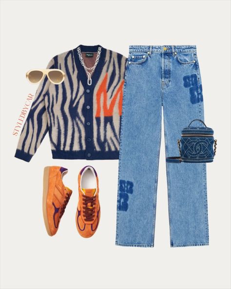 Fall La Outfits, Cute Outfits Orange, How To Shop For Clothes, Orange And Blue Outfits For Women, Orange Style Outfit, Crewneck Outfit Women, Orange Sneakers Outfit, Sweater Outfits Aesthetic, Outfits With Orange