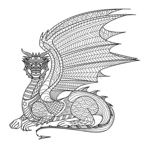 Mandala Dragon! Dragon Pictures To Color, Dragon Coloring Page, Free Adult Coloring Pages, Printable Adult Coloring Pages, Dragon Drawing, Coloring Pages To Print, Mandala Coloring Pages, Free Printable Coloring, A Dragon