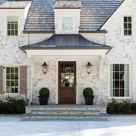 Cole Construction – Construction Light Stone House Exterior, Cream Brick House Exterior, White Brick House Exterior, German Smear Brick Exterior, White Wash Brick Exterior, Memphis House, Door Canopies, German Smear, Exterior Columns