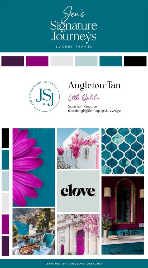 Teal Logo Color Palette, Teal And Magenta Color Palette, Jewel Tone Graphic Design, Women Empowerment Color Palette, Purple And Teal Color Palette, Business Color Palette Brand Design Blue, Teal Purple Color Palette, Colorful Branding Design Visual Identity, Branding Design Inspiration Mood Boards