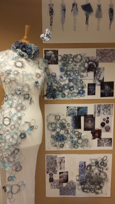 Fashion Final Piece, Textile Design Aesthetic, Cell Inspired Art, A Level Art Fashion, Fashion Final Project, Fmp Ideas Projects, Alevel Textiles Final Piece, Fashion Textiles Sketchbook, Advanced Higher Art Design