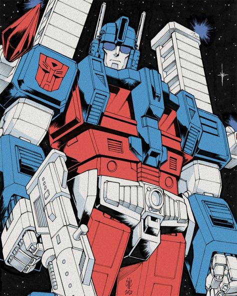 Credit: unknown. Help out if you can. Transformers G1 Art, Transformers Generation 1, Cartoons Movies, Ultra Magnus, Arte Nerd, Superhero Cosplay, Transformers Design, Transformers Autobots, Transformers Optimus